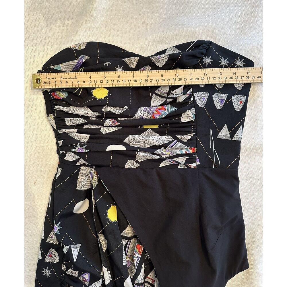 Mara Hoffman Black Multicolor One Shoulder Cocktail Mini Dress Size 4 - Picture 6 of 9